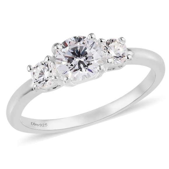 Jewelry - Past Present and Future 3 stone ring in platinum over Sterling silver